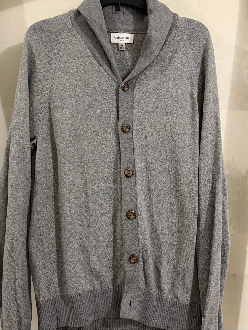 Goodfellow & Co Gray Shawl-Collar Button Cardigan